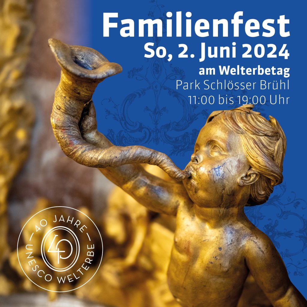 Bild: Goldener Putto mit Trompete: Fest im Schlosspark, Sonntag, 2. Juni 2024, 11:00-19:00 Uhr